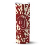 personalized-oklahoma-sooners-metallic-grid-crimson-skinny-tumbler-best-selling.webp