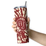 personalized-oklahoma-sooners-metallic-grid-crimson-skinny-tumbler-best-selling.webp