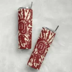 personalized-oklahoma-sooners-metallic-grid-crimson-skinny-tumbler-best-selling.webp