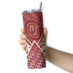 personalized-oklahoma-sooners-monogram-burst-crimson-white-skinny-tumbler-best-selling.webp