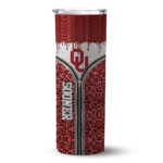 personalized-oklahoma-sooners-sparkle-drip-crimson-skinny-tumbler-best-selling.webp