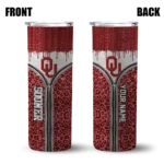 personalized-oklahoma-sooners-sparkle-drip-crimson-skinny-tumbler-best-selling.webp