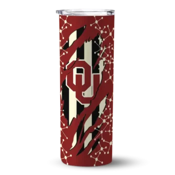 Personalized Oklahoma Sooners Star Pop Crimson Black Skinny Tumbler