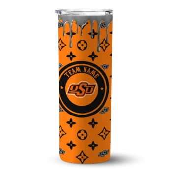 Personalized Oklahoma State Cowboys Camo Streak Orange Skinny Tumbler