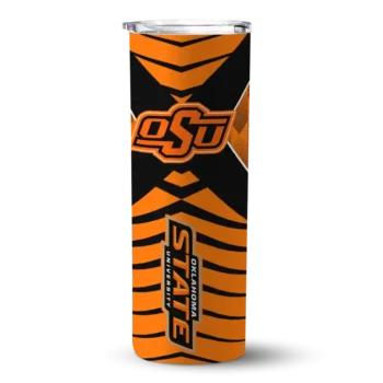 Personalized Oklahoma State Cowboys Camo Texture Orange Skinny Tumbler