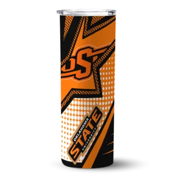 Personalized Oklahoma State Cowboys Web Stripes Orange White Skinny Tumbler