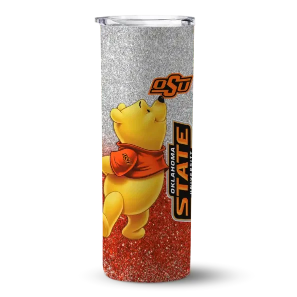 personalized oklahoma state cowboys winnie the pooh orange gray skinny tumbler best selling