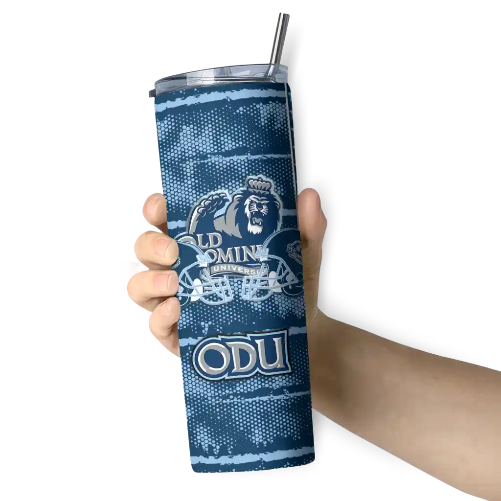 personalized-old-dominion-monarchs-chevron-patch-blue-skinny-tumbler-premium-grade.webp