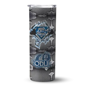 Personalized Old Dominion Monarchs Chevron V Blue Gray Skinny Tumbler