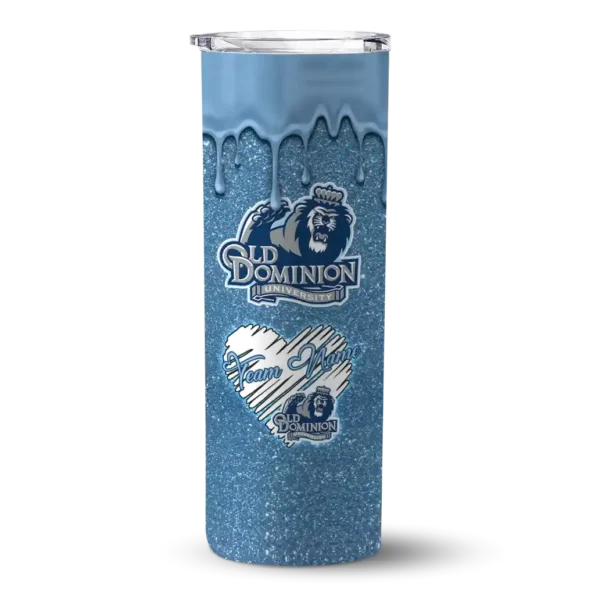 personalized old dominion monarchs pixel fade blue skinny tumbler best selling