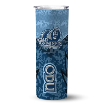Personalized Old Dominion Monarchs Spiral Burst Print Blue Skinny Tumbler