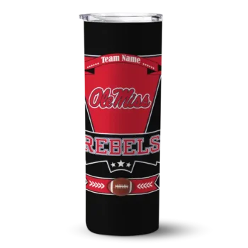 Personalized Ole Miss Rebels Helmet Belt Red Black Skinny Tumbler