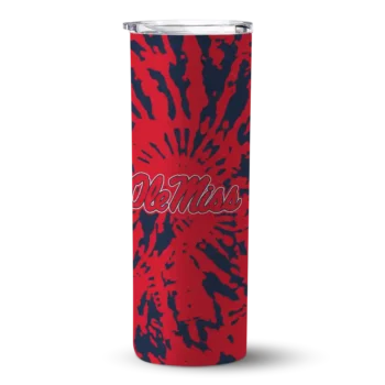 Personalized Ole Miss Rebels Metallic Grid Red Skinny Tumbler