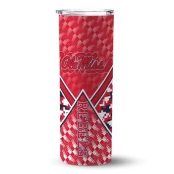 Personalized Ole Miss Rebels Monogram Burst Red White Skinny Tumbler