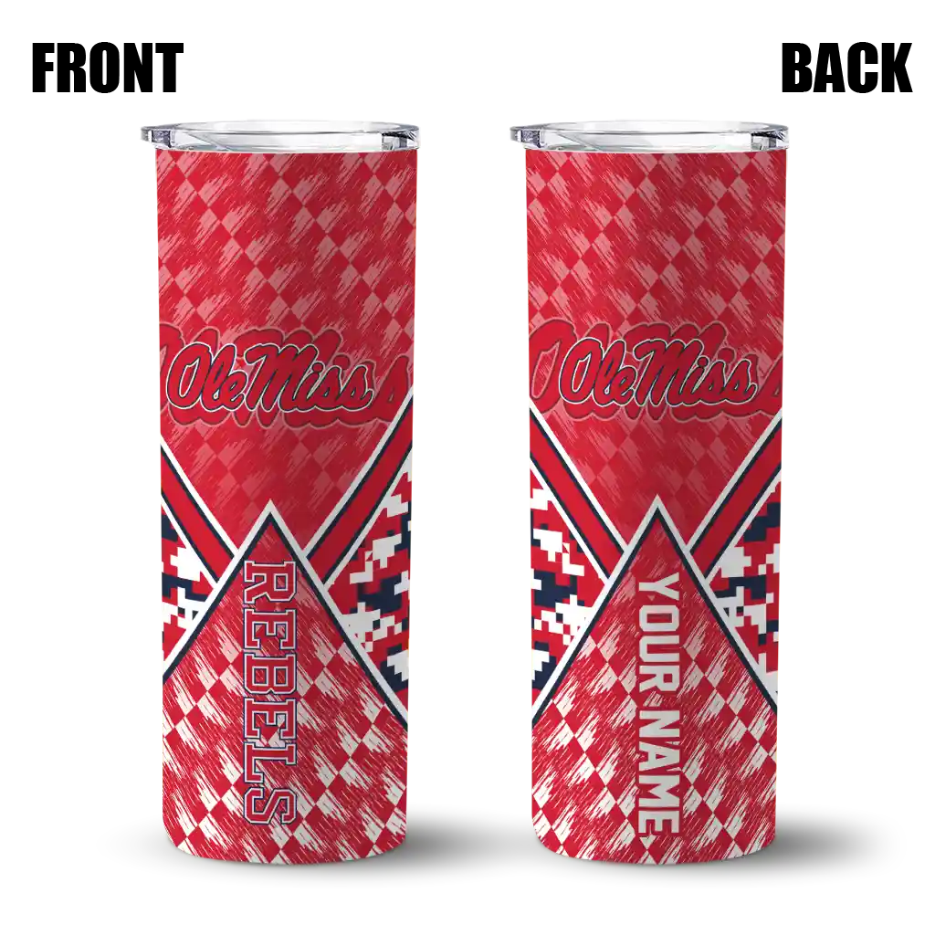 personalized-ole-miss-rebels-monogram-burst-red-white-skinny-tumbler-fashion-forward.webp