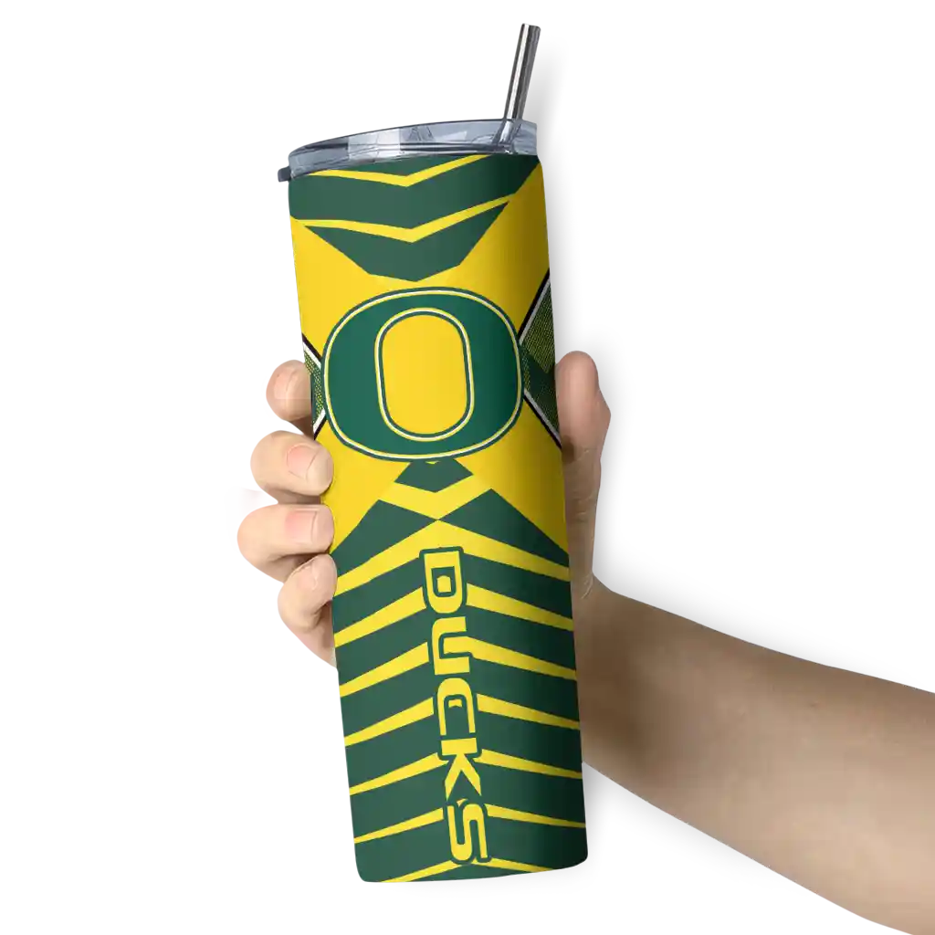 personalized-oregon-ducks-camo-texture-green-skinny-tumbler-premium-grade-1.webp