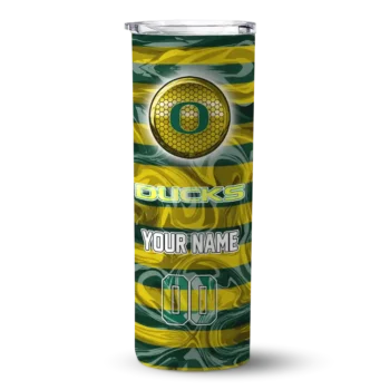 Personalized Oregon Ducks Patterned Waves Green Skinny Tumbler
