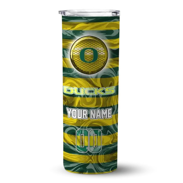 personalized oregon ducks patterned waves green skinny tumbler best selling