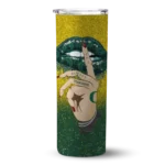 personalized-oregon-ducks-sparkle-lips-green-skinny-tumbler-best-selling.webp