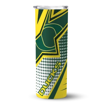 Personalized Oregon Ducks Web Stripes Green White Skinny Tumbler