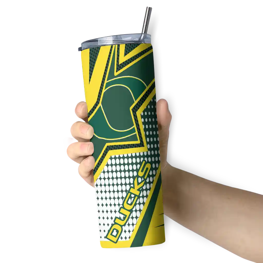 personalized-oregon-ducks-web-stripes-green-white-skinny-tumbler-premium-grade.webp