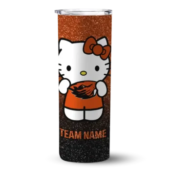 Personalized Oregon State Beavers Hello Kitty Orange Black Skinny Tumbler