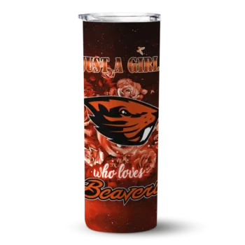 Personalized Oregon State Beavers Rose Romance Orange Black Skinny Tumbler
