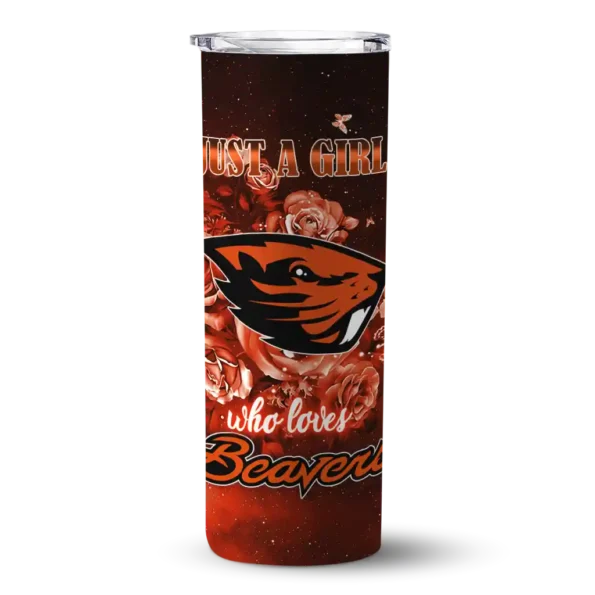 personalized oregon state beavers rose romance orange black skinny tumbler best selling