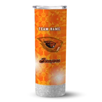 Personalized Oregon State Beavers Starburst Tiles Orange Skinny Tumbler