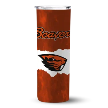 Personalized Oregon State Beavers Torn Band Orange White Skinny Tumbler
