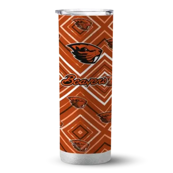 Personalized Oregon State Beavers Zipper Leopard Orange Skinny Tumbler