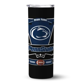 Personalized Penn State Nittany Lions Helmet Belt Blue Black Skinny Tumbler