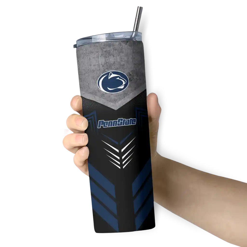 personalized-penn-state-nittany-lions-hexagon-honeycomb-blue-black-skinny-tumbler-premium-grade-2.webp