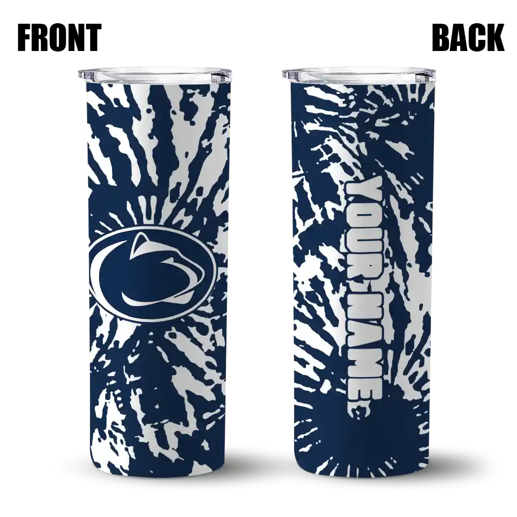 personalized-penn-state-nittany-lions-metallic-grid-blue-skinny-tumbler-fashion-forward-1.webp