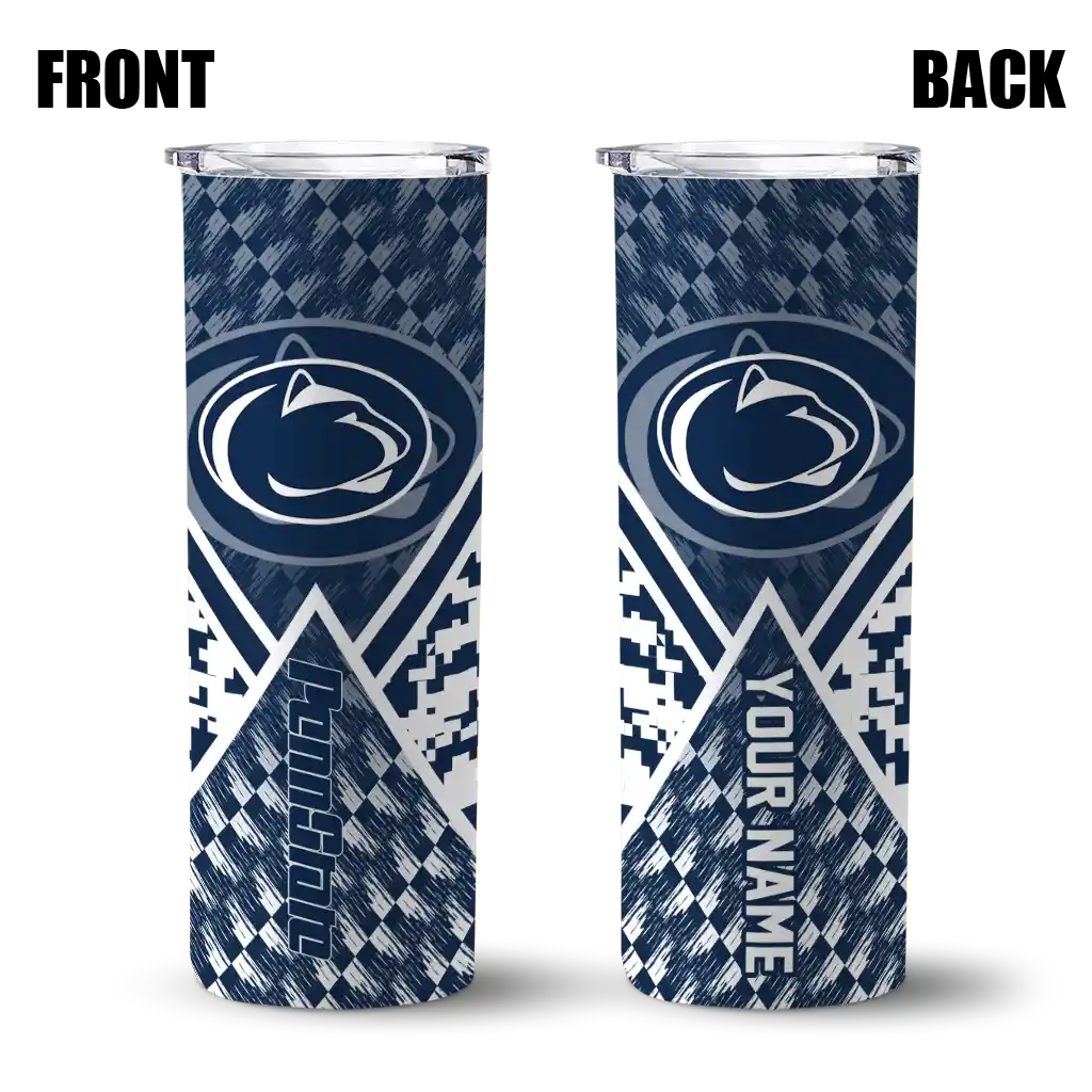 personalized-penn-state-nittany-lions-monogram-burst-blue-white-skinny-tumbler-fashion-forward.webp