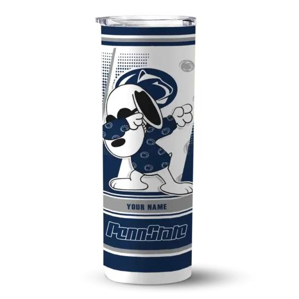 personalized penn state nittany lions snoopy dog blue white skinny tumbler best selling