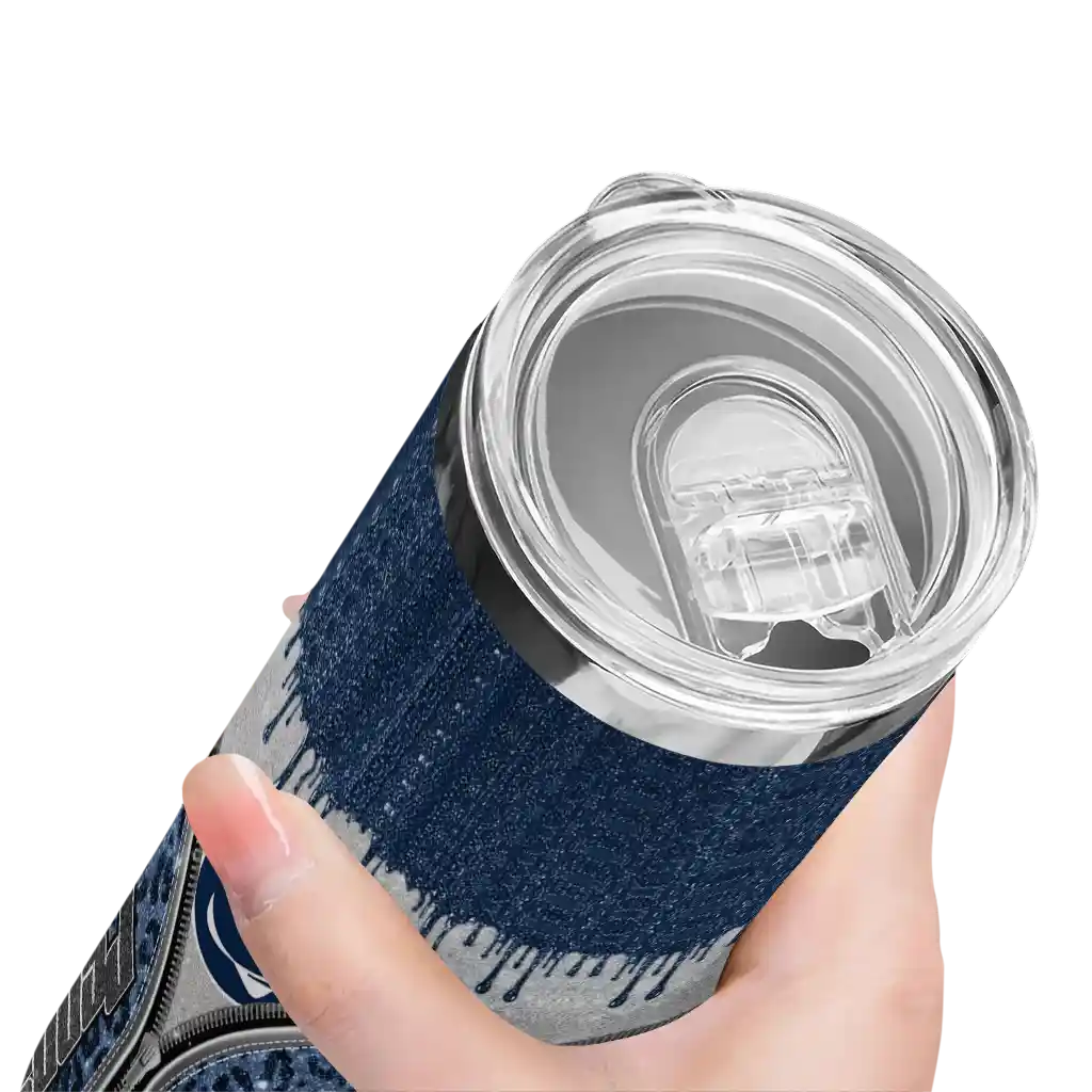 personalized-penn-state-nittany-lions-sparkle-drip-blue-skinny-tumbler-high-quality.webp