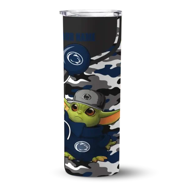 personalized penn state nittany lions yoda camo blue black skinny tumbler best selling