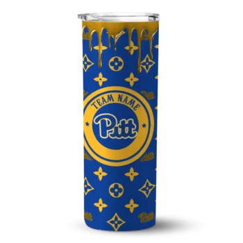 Personalized Pittsburgh Panthers Camo Streak Royal Blue Skinny Tumbler