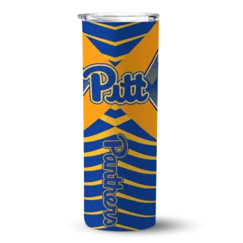 Personalized Pittsburgh Panthers Camo Texture Royal Blue Skinny Tumbler