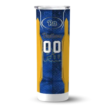 Personalized Pittsburgh Panthers Stacked Diamond Royal Blue Skinny Tumbler