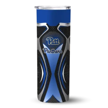 Personalized Pittsburgh Panthers Superman Emblem Royal Blue Black Skinny Tumbler