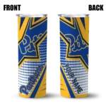 personalized-pittsburgh-panthers-web-stripes-royal-blue-white-skinny-tumbler-best-selling.webp