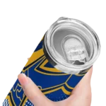 personalized-pittsburgh-panthers-web-stripes-royal-blue-white-skinny-tumbler-best-selling.webp