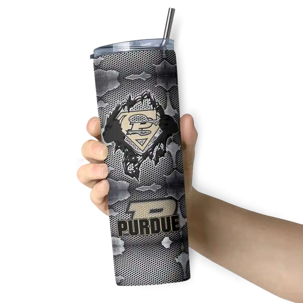 personalized-purdue-boilermakers-chevron-v-gold-gray-skinny-tumbler-premium-grade.webp