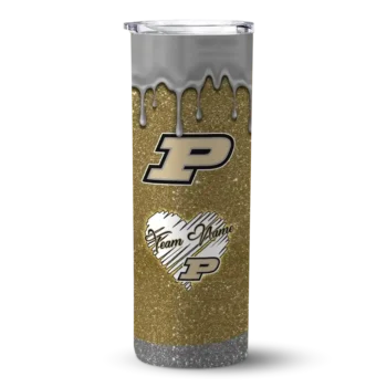 Personalized Purdue Boilermakers Pixel Fade Gold Skinny Tumbler