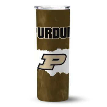 Personalized Purdue Boilermakers Torn Band Gold White Skinny Tumbler