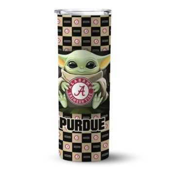 Personalized Purdue Boilermakers Yoda Cozy Gold Black Skinny Tumbler