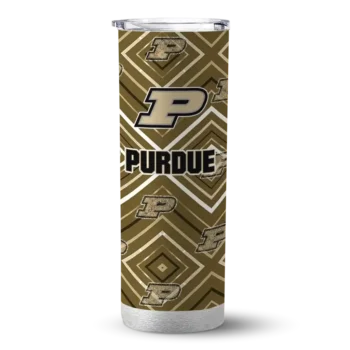 Personalized Purdue Boilermakers Zipper Leopard Gold Skinny Tumbler
