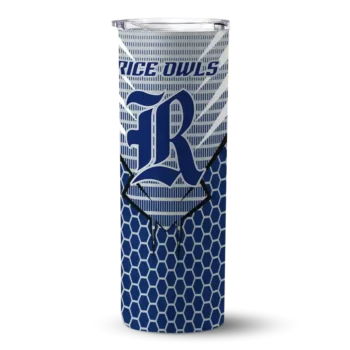Personalized Rice Owls Chevron Stripes Navy Blue Skinny Tumbler